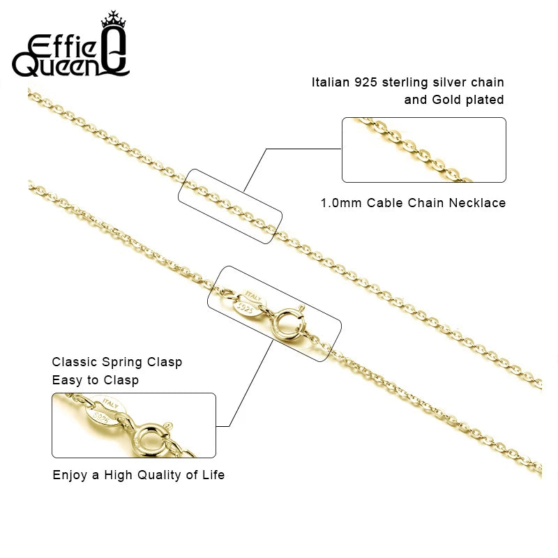 Effie Queen 925 Silver Basic Chain Necklace Woman Jewelry Precision