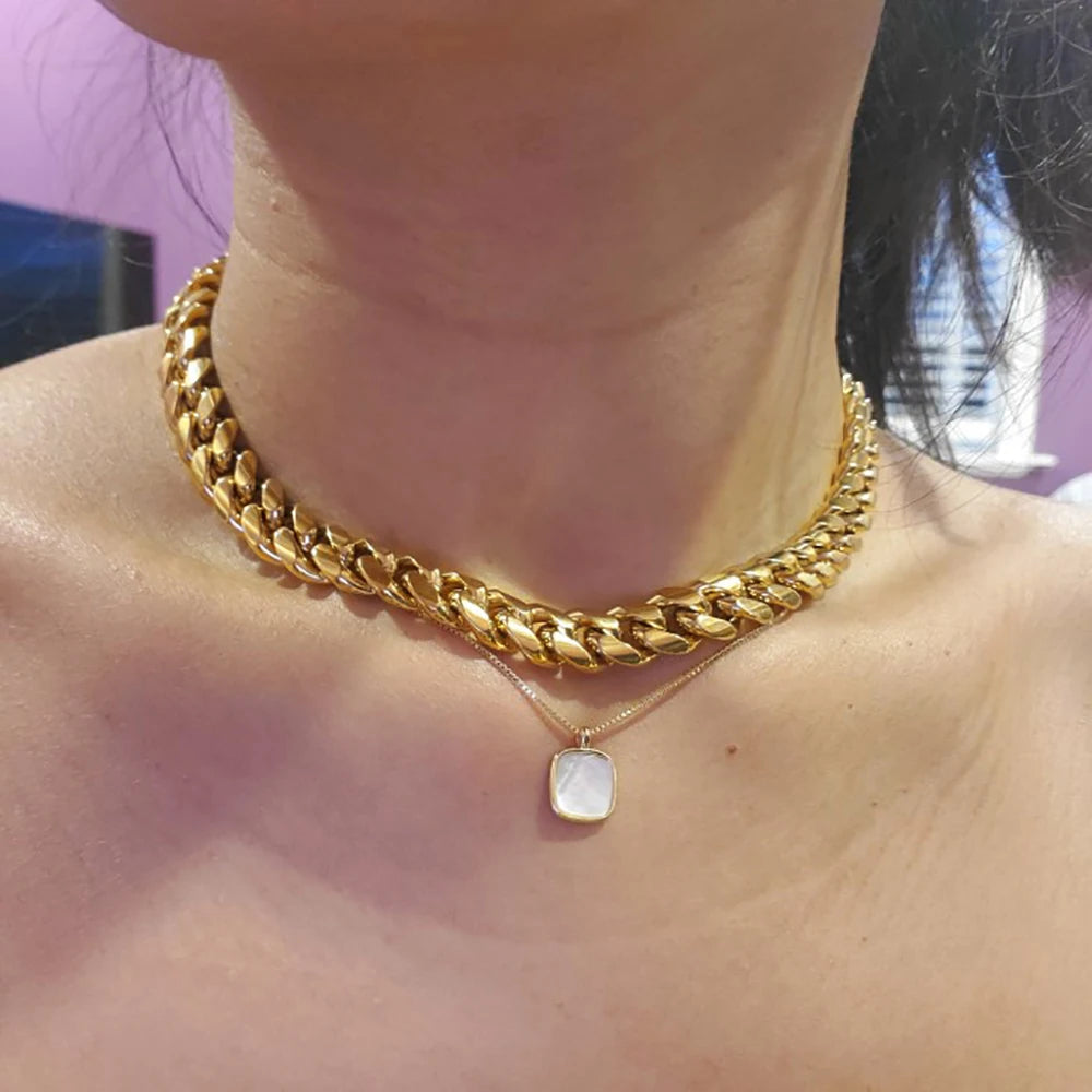 Punk Cuban Link Choker Necklace Collar Statement Jewelry Precision