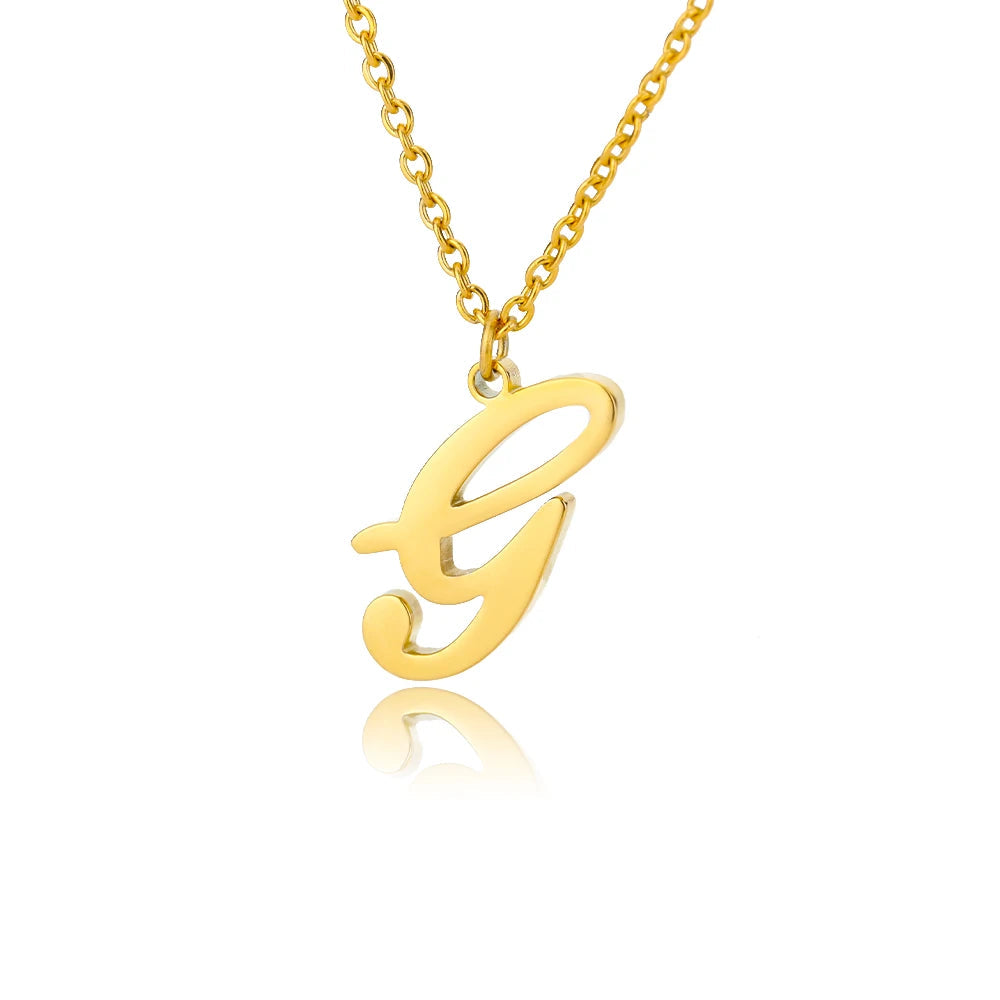Artistic Cursive Initials Letter Necklace For Women Gold Plated Chain Choker Necklace Charm Collar Stainless Steel Jewelry Jewelry Precision