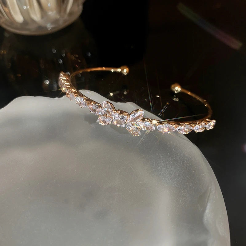 Zircon Bow Cuff Bracelet for Women Korea Luxury High-grade Charm Bracelet Fashion Personality Wedding Dainty Accessories Jewelry Precision