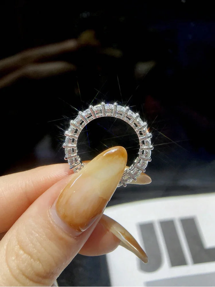 925 Sterling Silver Simplicity Classic Zircon Single Row Ring For Women Engagement Wedding Luxury High Quality Fine Jewelry Jewelry Precision