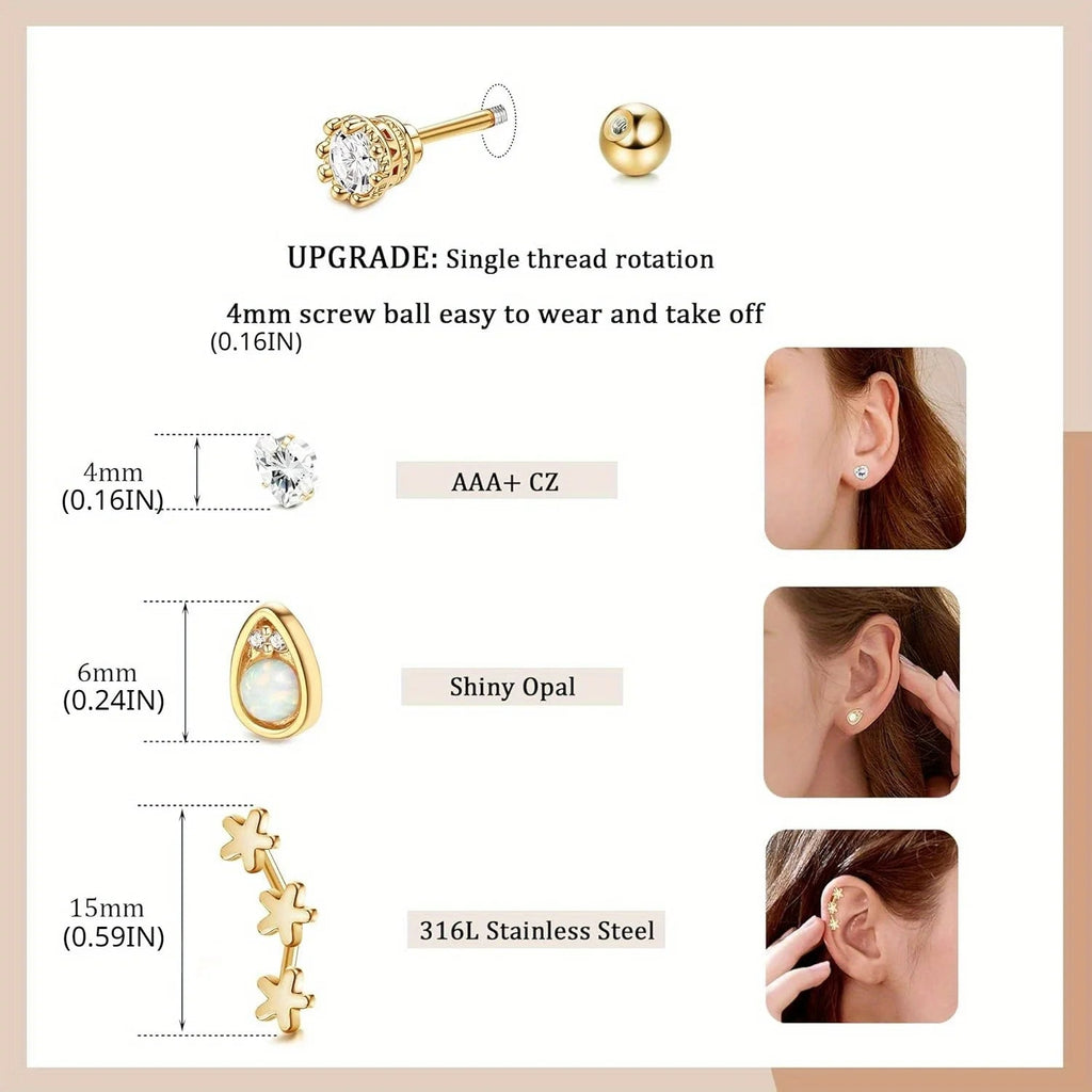 Drperfect Surgical Stainless Steel 16G Cartilage Earrings Jewelry Precision