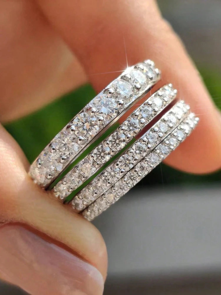 925 Sterling Silver Luxury Fashionable 1.4MM 1.6MM 1.8MM Full Zircon Ring For Women Engagement Wedding High Quality Fine Jewelry Jewelry Precision