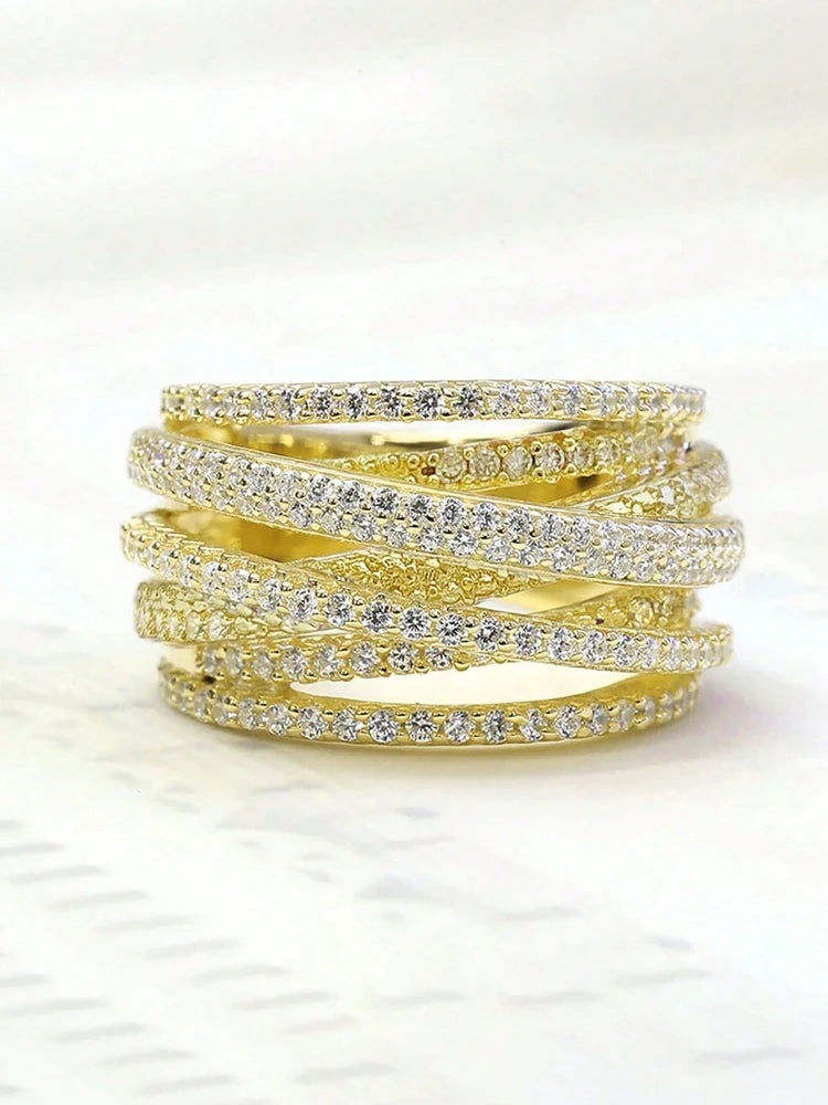 925 Sterling Silver Classic Vintage Line Wrap Zircon Ring For Women Jewelry Precision