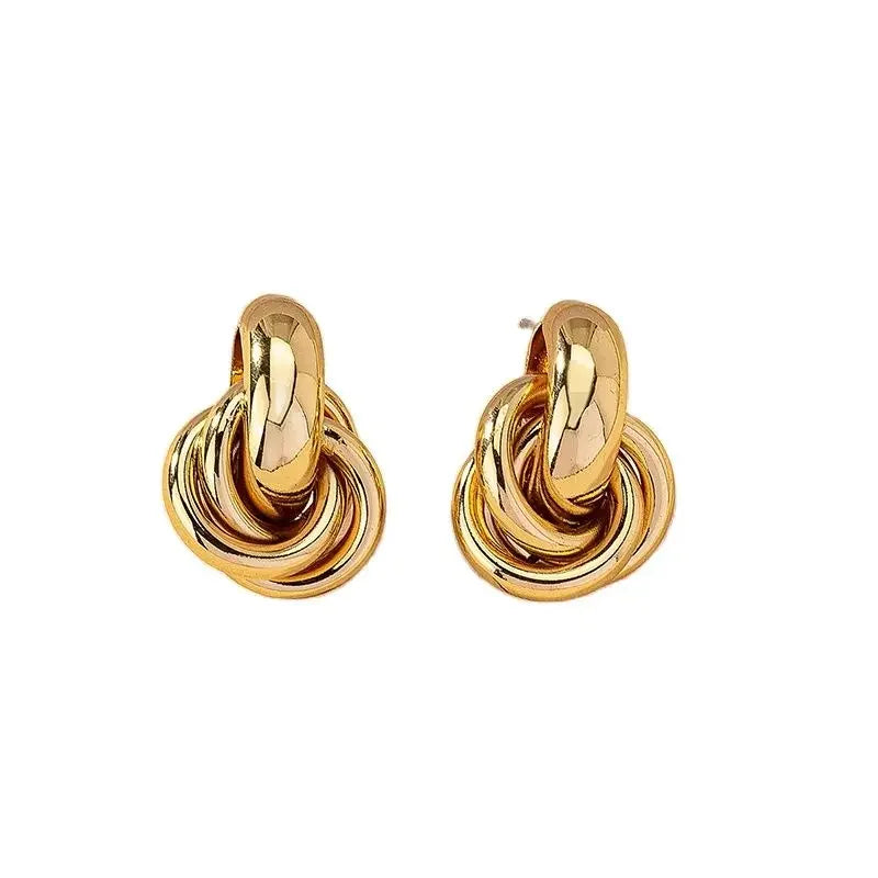 Gold SIlver Color Knot Stud Earring For Women Shiny Color Trendy Earring Stud Cute Daily Wear Jewelry - Jewelry Precision