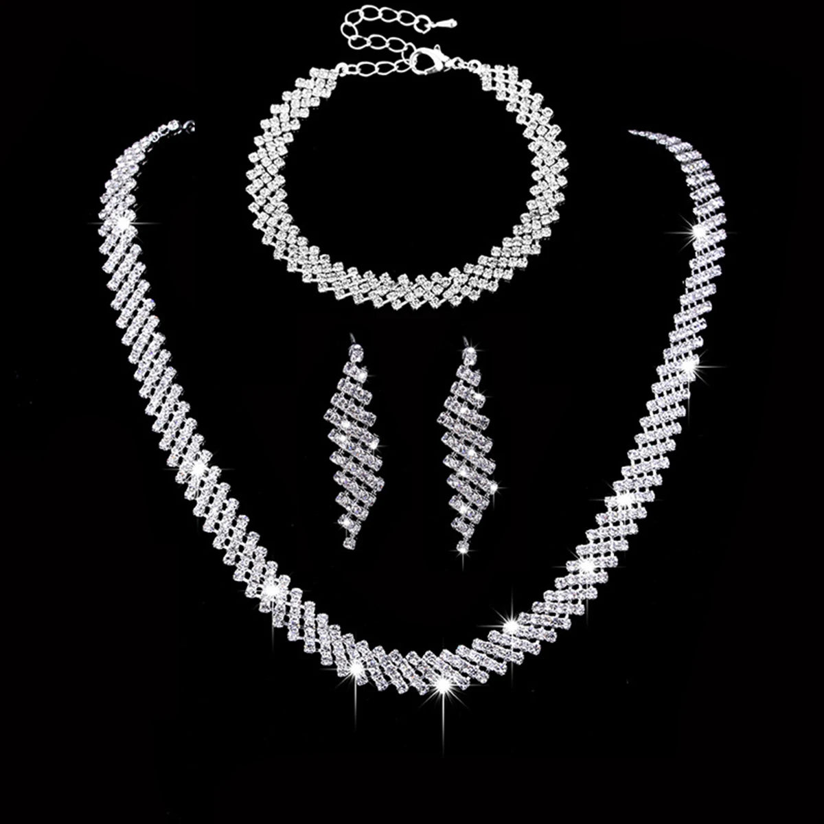 4 pieces of women's fashionable and minimalist necklaces with earrings, bracelets, jewelry sets, banquet and party accessories Jewelry Precision