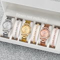 6PCS/Set Fashion Rhinestone Women's Watches Stainless Steel Band Quartz Watch Bracelets Set（Without Box） Jewelry Precision