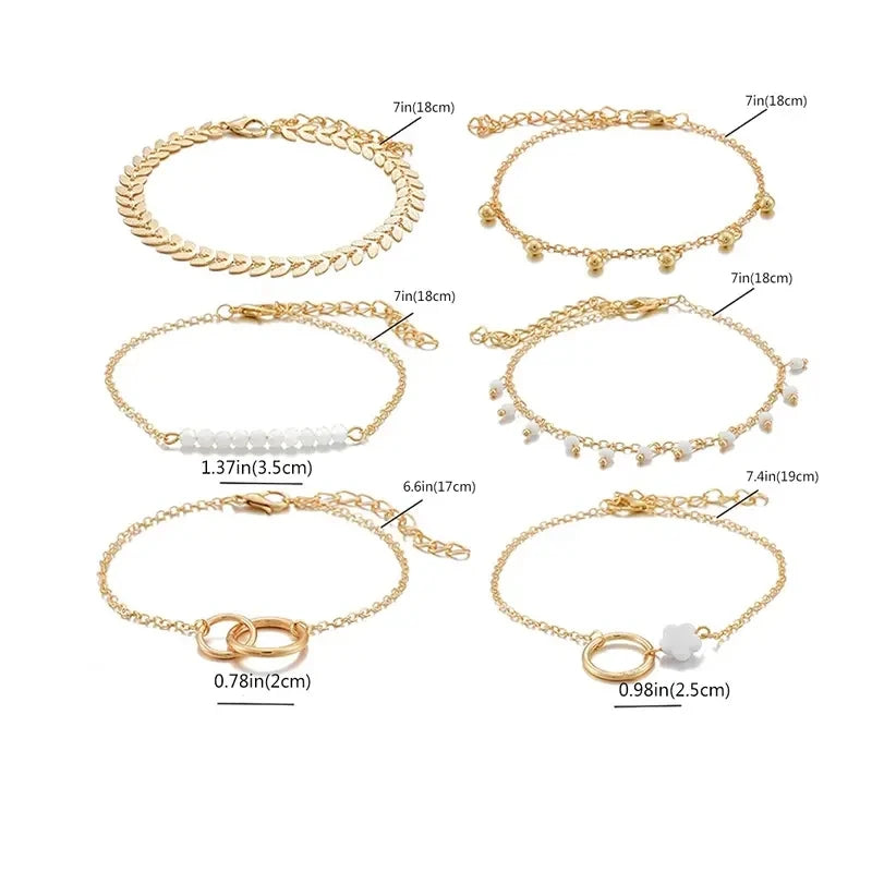 Trendy 6-Piece Stackable Bracelet Set with Adjustable Geometric & Tassel Design - Perfect for Everyday & Special Occasions Jewelry Precision