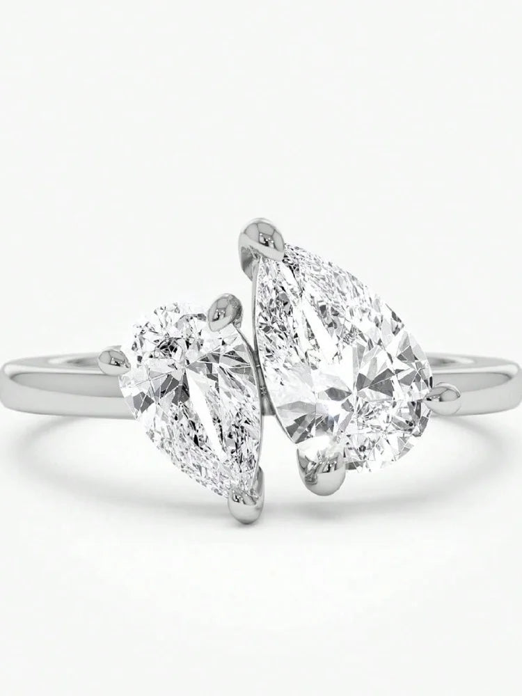 925 Sterling Silver Simplicity Classic Zircon Water Drop Ring For Women Jewelry Precision