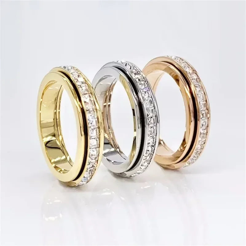 Women's Turnable Anxiety Relief Ring Healthy Slimming Stainless Jewelry Precision