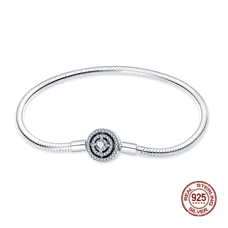 925 Silver Disney Original 17-20CM Gypsophila Snake Bones Chain Bracelet For Womens DIY Charms Birthday Jewelry Gifts Hot Sale Jewelry Precision