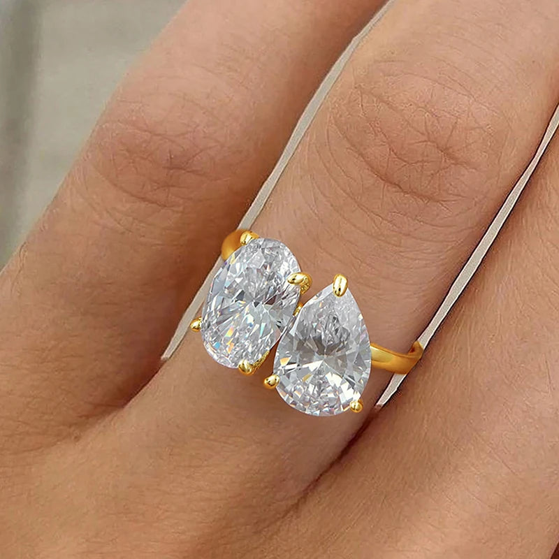 925 Sterling Silver Simplicity Classic Zircon Water Drop Ring For Women Jewelry Precision