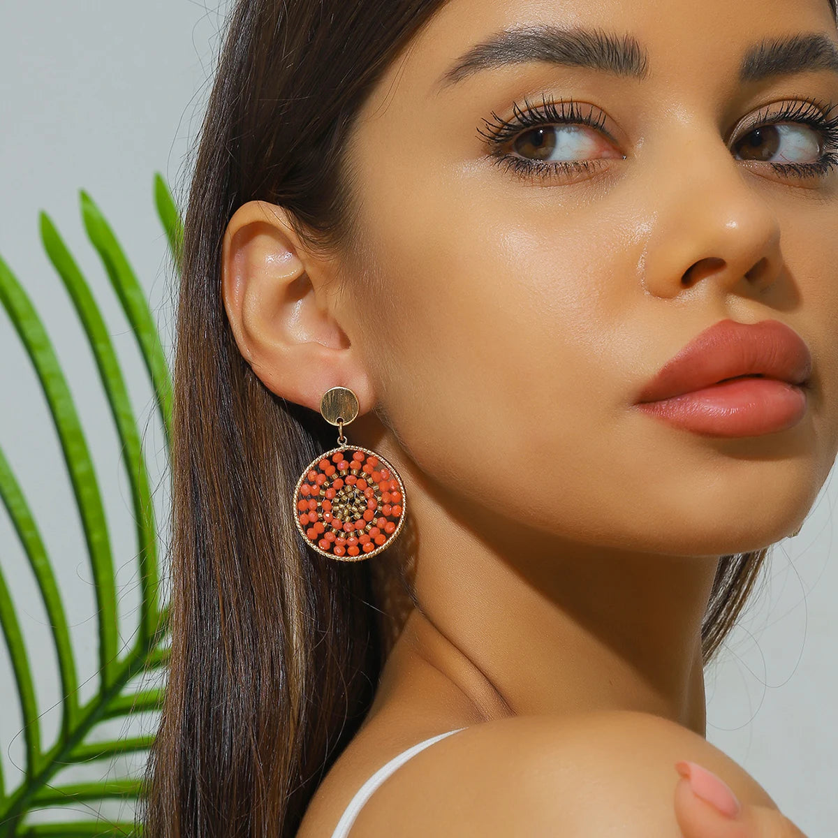 Boho Ethnic Style Seed Beaded Drop Earrings for Women Ladies Creative Jewelry Precision