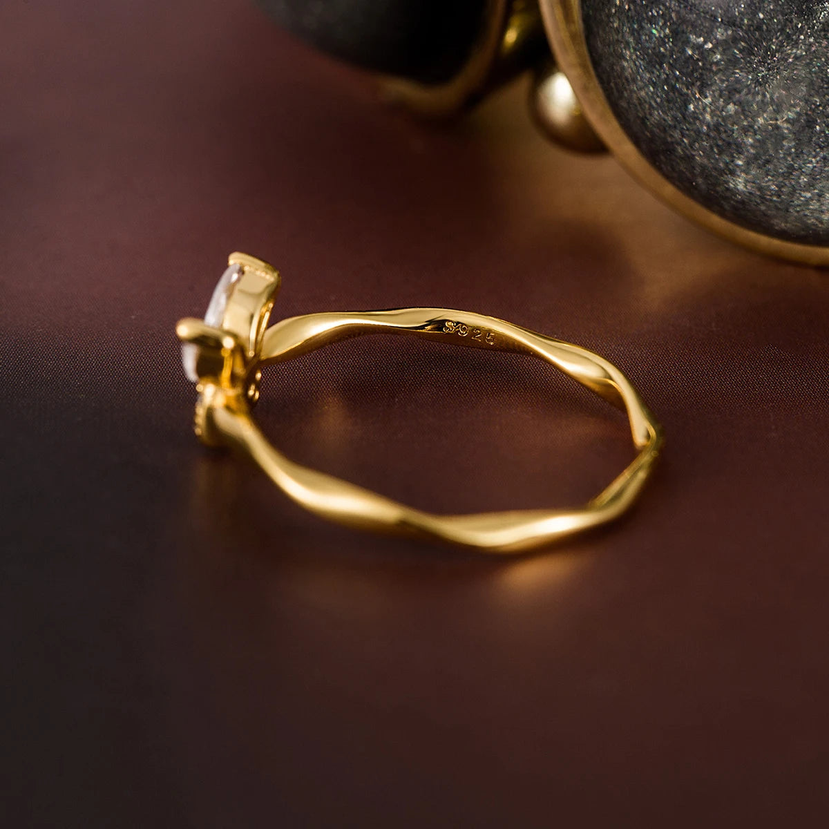 Real 925 Sterling Silver 18k Gold Plating Twisted Cubic Zirconia Butterfly Ring For Women INS Trend Fine Jewelry Jewelry Precision