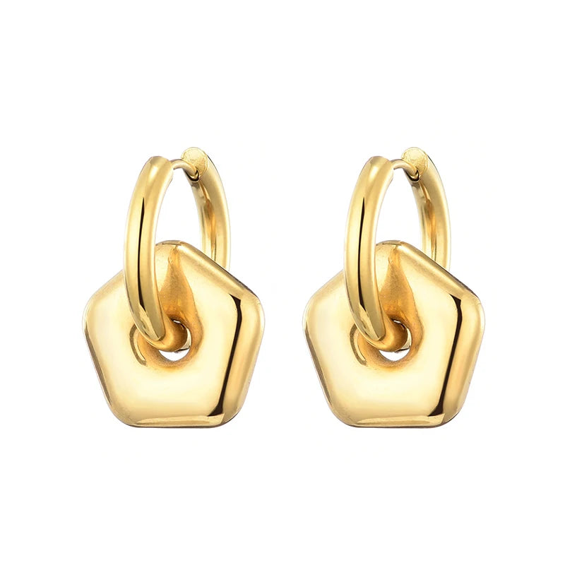 Classic Stainless Steel Heart Star Hoop Earrings For Women Punk Hip Hop Jewelry Precision