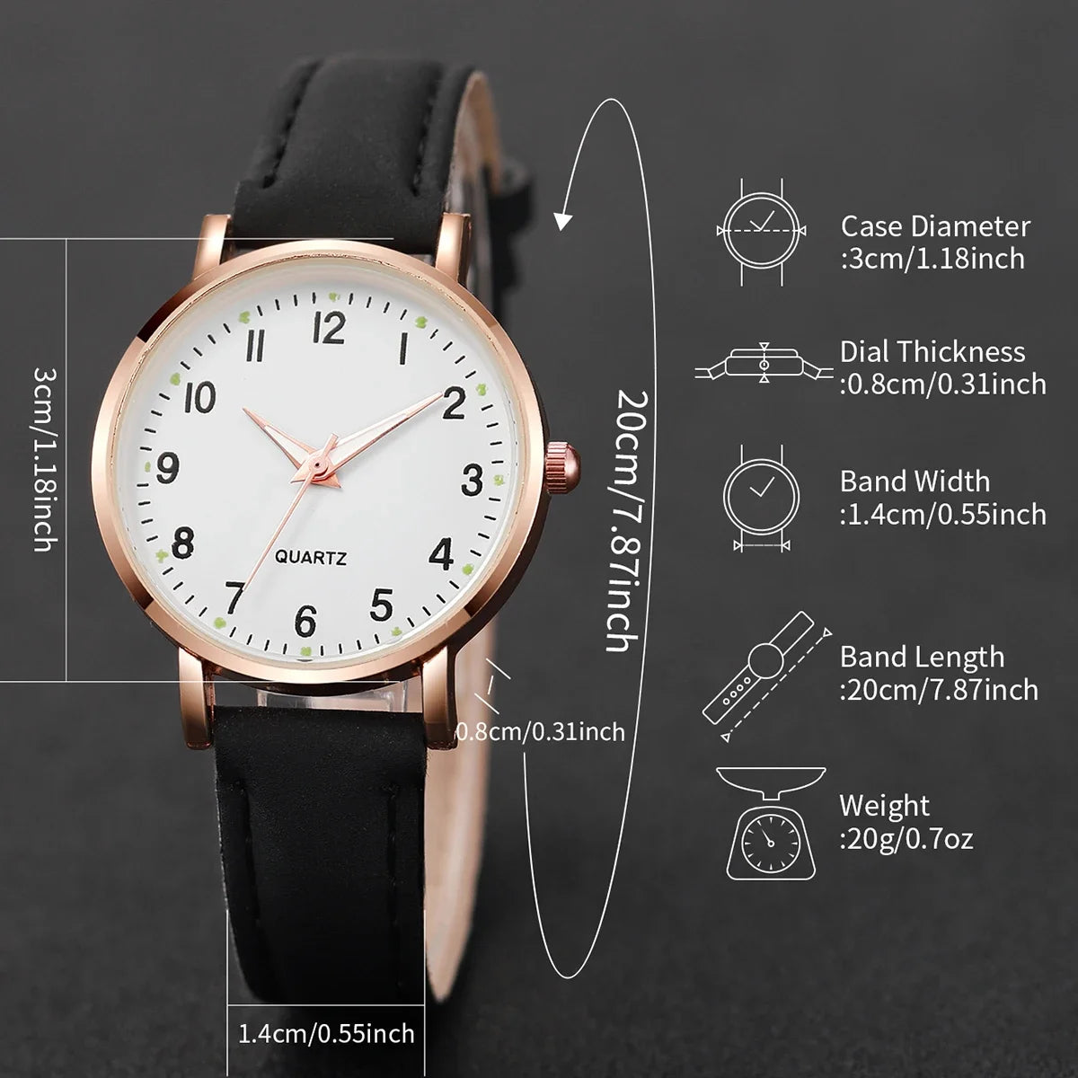 4/6PCS Fashion Arabic Dial Women Watches Ladies Leather Strap Quartz Wristwatch Heart Bracelets Set Reloj Mujer(Without Box) Jewelry Precision