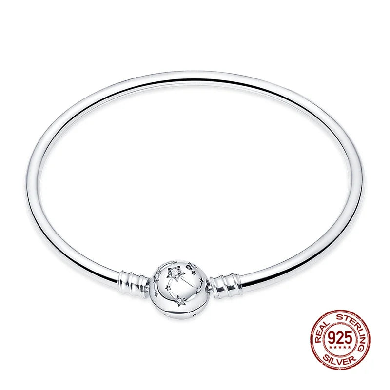 925 Silver Disney Original 17-20CM Gypsophila Snake Bones Chain Bracelet For Womens DIY Charms Birthday Jewelry Gifts Hot Sale Jewelry Precision