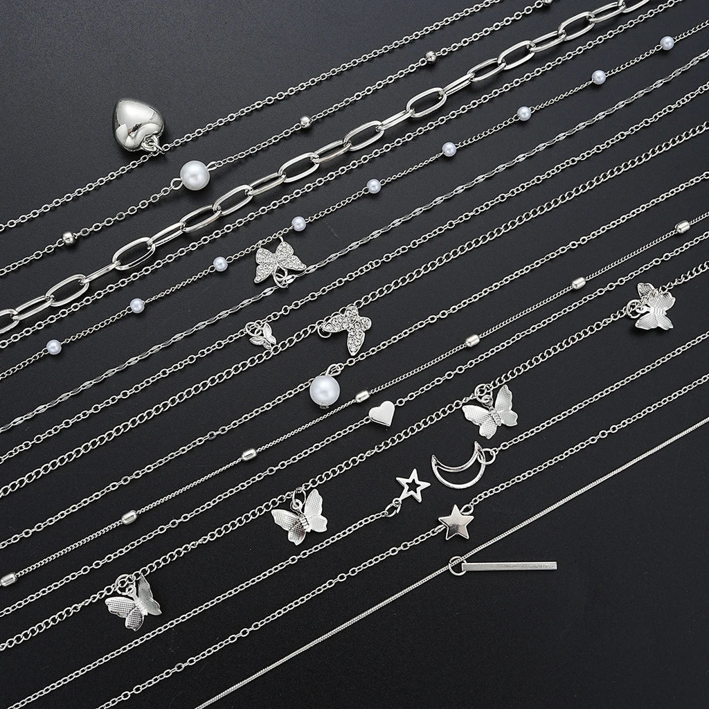 13Pcs/Set Simple Temperament Necklace Set Butterfly Jewelry Precision