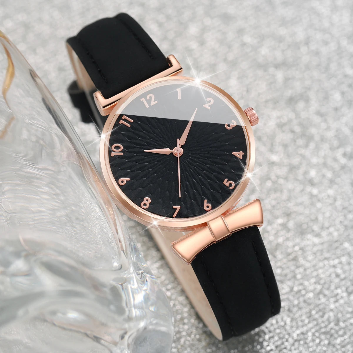 6pcs/set Women Watches Heart Leaf Bracelets Set Fashion Leather Band Ladies Quartz Watch（Without Box） Jewelry Precision