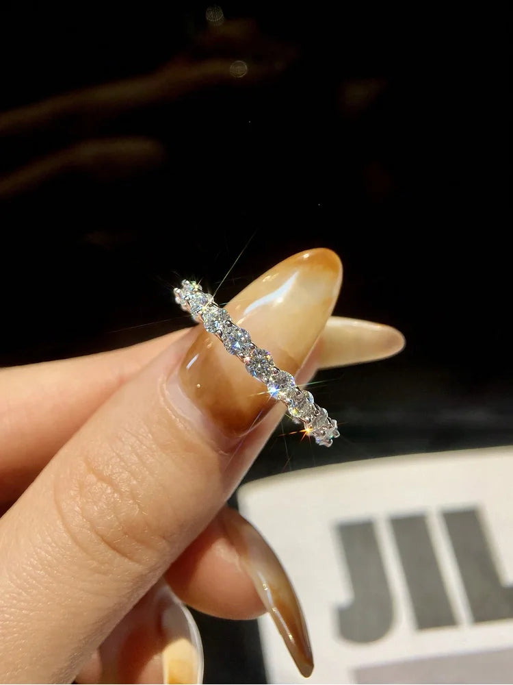 925 Sterling Silver Simplicity Classic Zircon Single Row Ring For Women Engagement Wedding Luxury High Quality Fine Jewelry Jewelry Precision