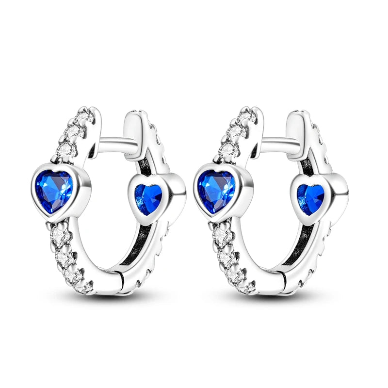 925 Sterling Silver Simple Love Heart Series Jewelry Zircon Circle Hoop Earrings Women Fine Earring S925Jewelry Gift Accessories Jewelry Precision