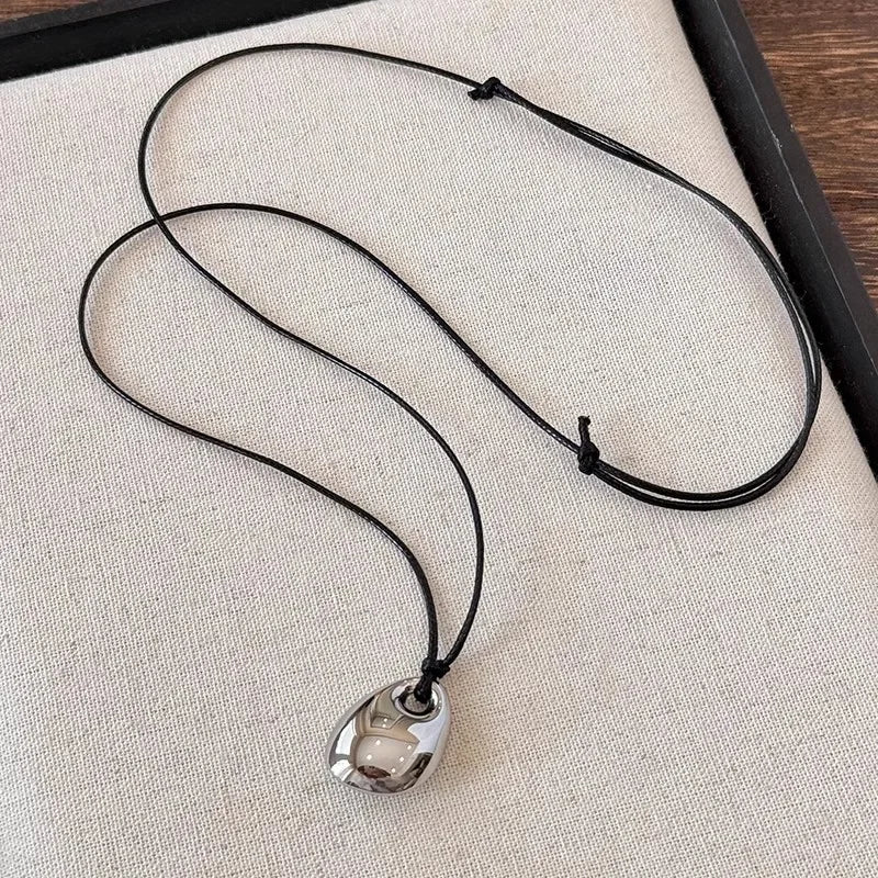 Minimalist Black Leather Rope Necklace Women's Jewelry Precision