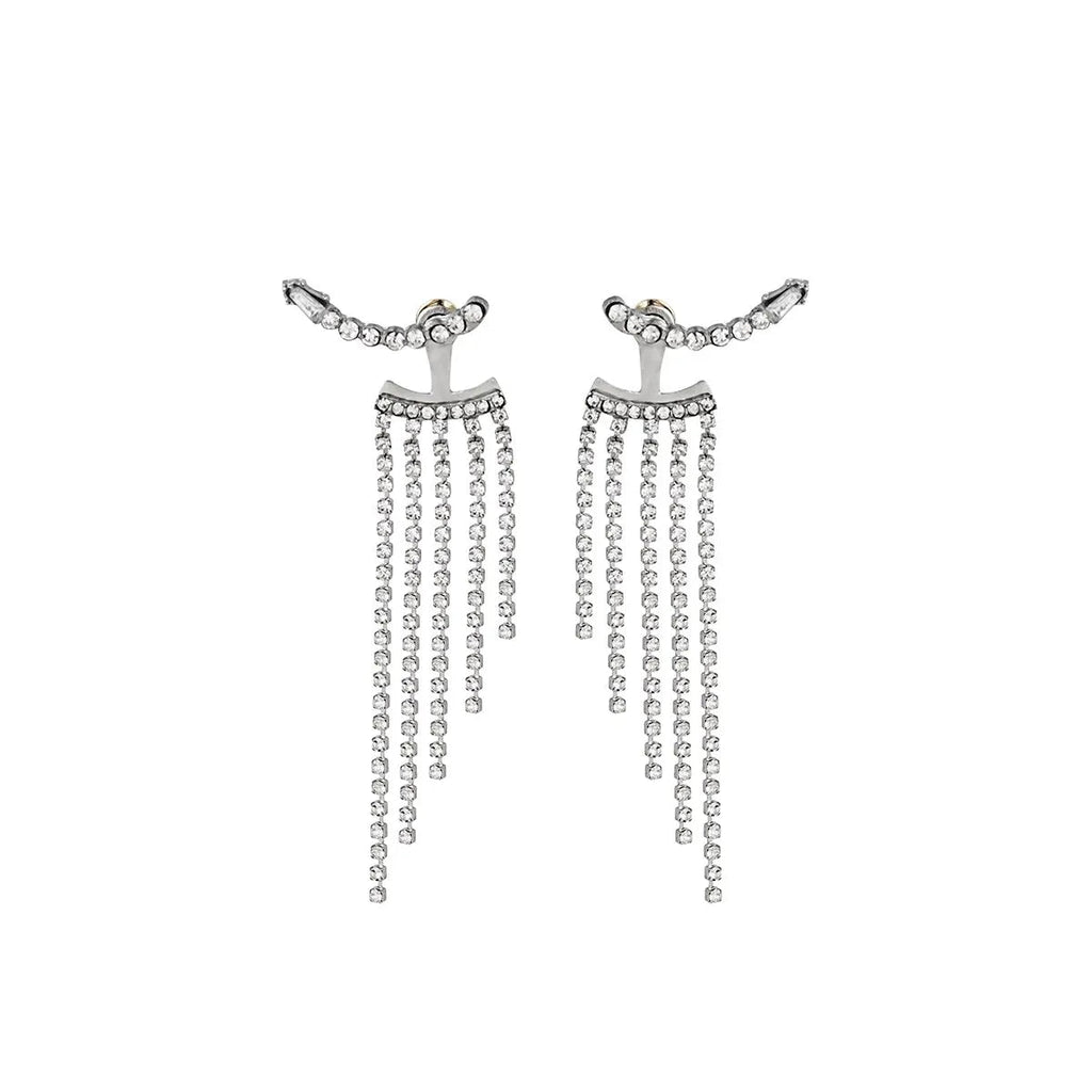 Korean Full Rhinestone Long Tassel Drop Earrings for Women Exquisite Luxury Zircon Crystal Earrings Female Jewelry Wholesale Jewelry Precision