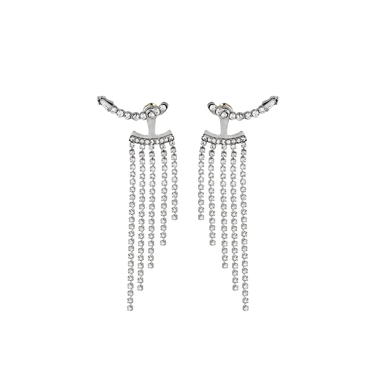 Korean Full Rhinestone Long Tassel Drop Earrings for Women Exquisite Luxury Zircon Crystal Earrings Female Jewelry Wholesale Jewelry Precision