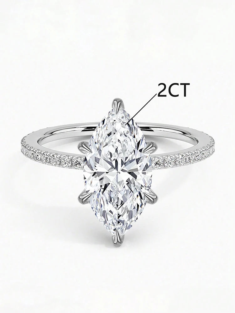 925 Sterling Silver Simple Classic 1-3Carat Horse Eye Zircon Ring For Women Engagement Wedding Luxury High Quality Fine Jewelry Jewelry Precision