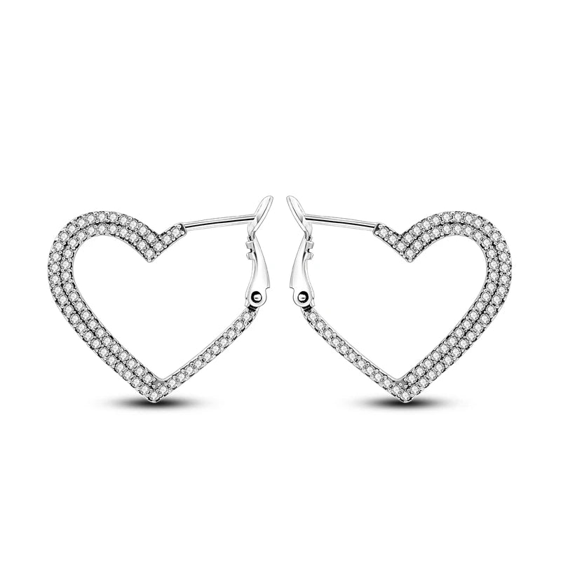 925 Sterling Silver Simple Love Heart Series Jewelry Zircon Circle Hoop Earrings Women Fine Earring S925Jewelry Gift Accessories Jewelry Precision