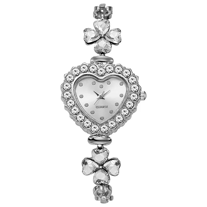 Fashion Heart Dial Women Watch Flower Bracelet Ladies Quartz Watches Clock Jewelry Precision