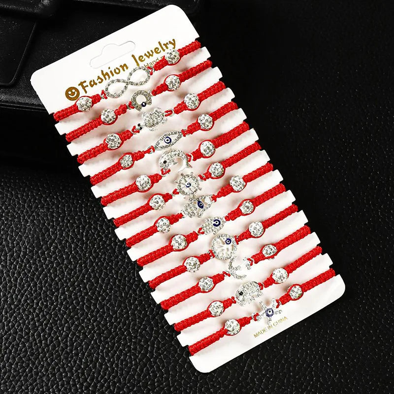 12Pcs/set Evil Eye Bracelet Set for both men and women woven red bracelet adjustable to protect friendship Jewelry Precision