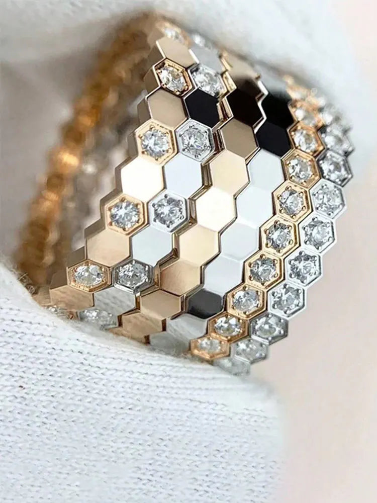 925 Sterling Silver Zircon Geometric Shape Rings For Women Jewelry Precision