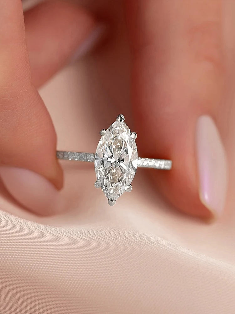 925 Sterling Silver Simple Classic 1-3Carat Horse Eye Zircon Ring For Women Engagement Wedding Luxury High Quality Fine Jewelry Jewelry Precision