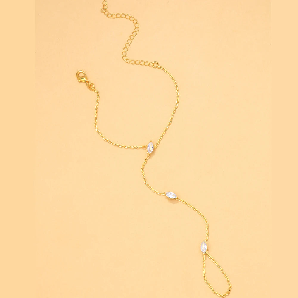 2025 Party Bohemia Rhombus Crystal Bracelet Hand Jewelry for Women Simple Thin Chain Finger Bracelet Jewelry Accessories Gift Jewelry Precision