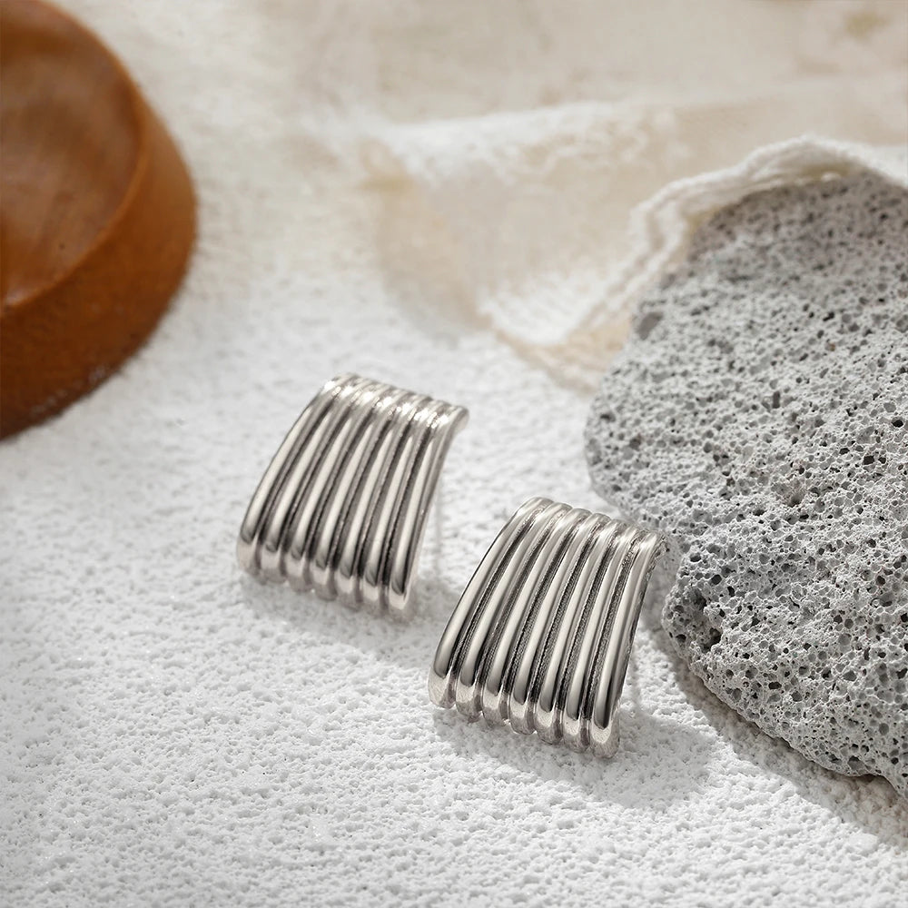 Fashion Glossy Three-Layer Textured Intersecting Knot Earrings Jewelry Precision