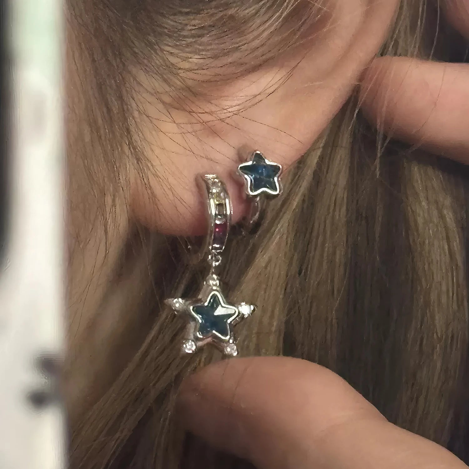 VENTFILLE 925 Sterling Silver CZ Star Moon Asymmetric Hoop Earrings for Women Girls Gold Silver Color Party Jewelry Gifts Jewelry Precision