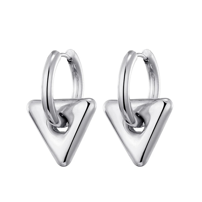 Classic Stainless Steel Heart Star Hoop Earrings For Women Punk Hip Hop Jewelry Precision