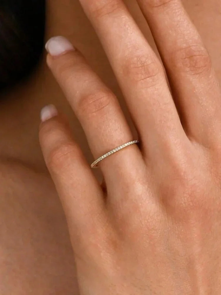 925 Sterling Silver Luxury Fashionable 1.4MM 1.6MM 1.8MM Full Zircon Ring For Women Engagement Wedding High Quality Fine Jewelry Jewelry Precision