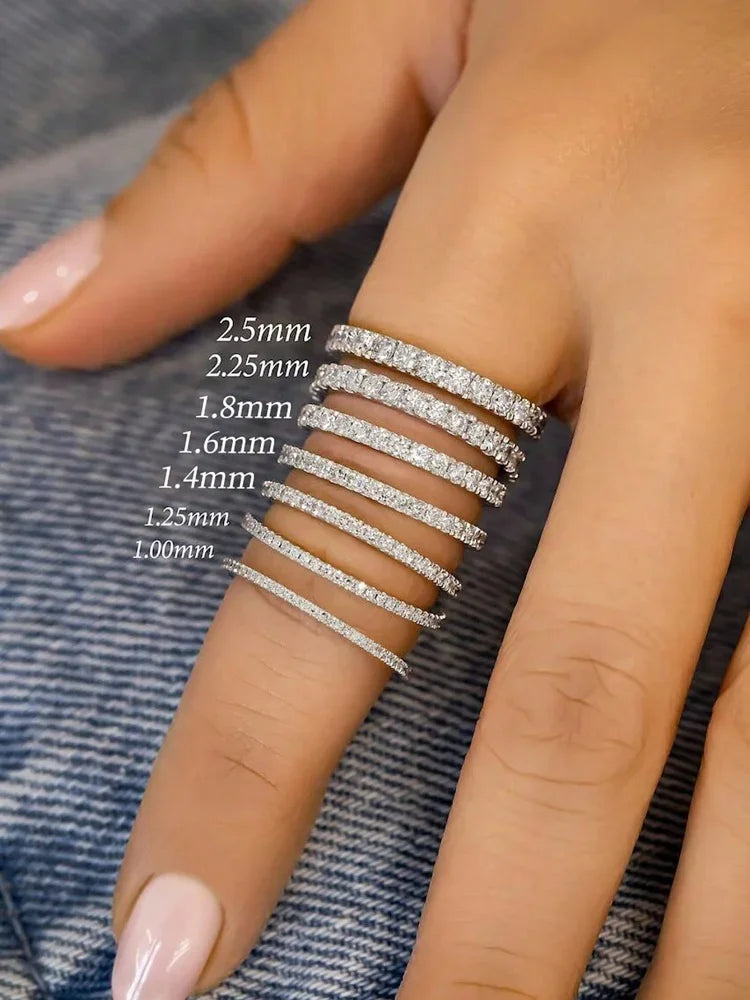 925 Sterling Silver Luxury Fashionable 1.4MM 1.6MM 1.8MM Full Zircon Ring For Women Engagement Wedding High Quality Fine Jewelry Jewelry Precision