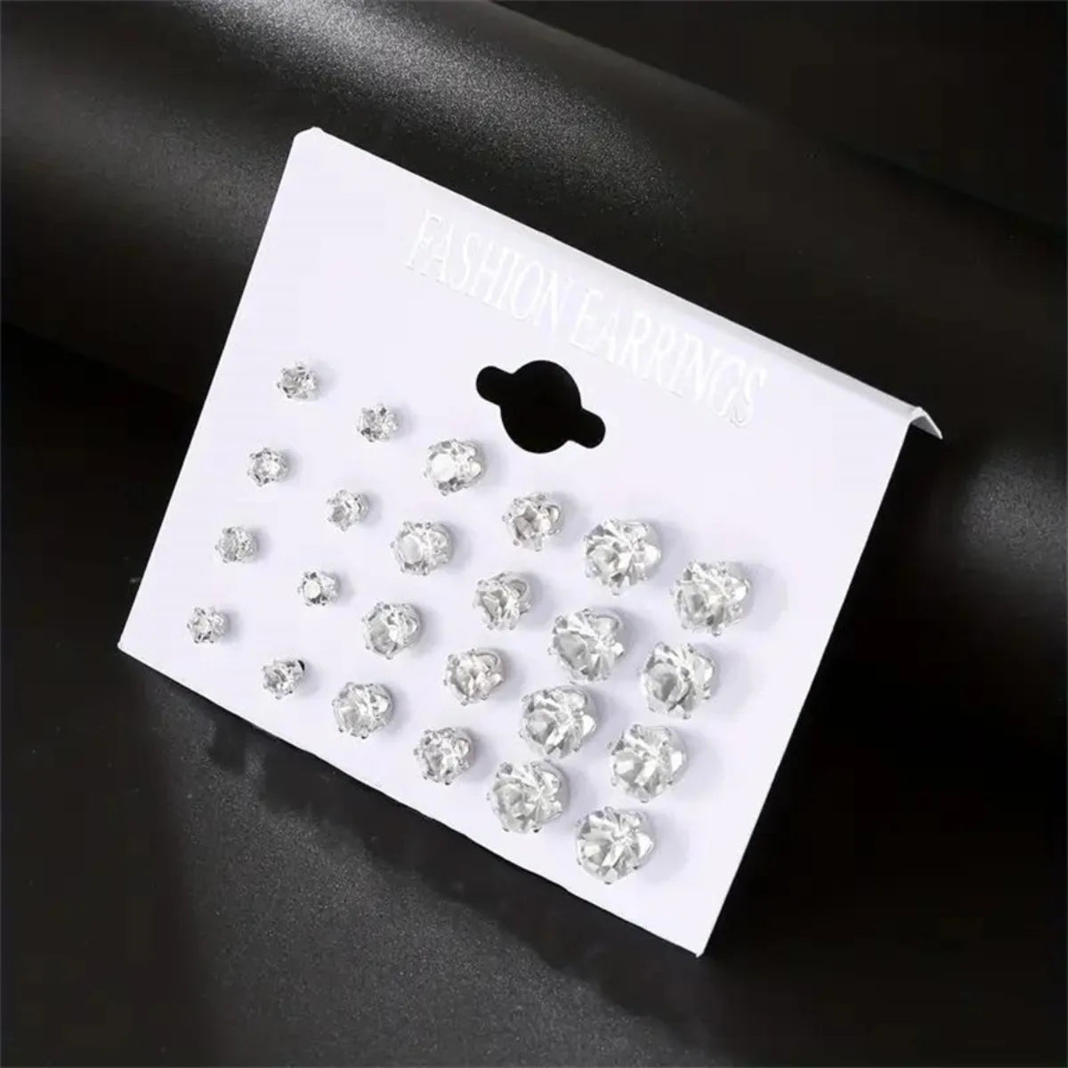 12 Pairs Set Stainless Steel Stud Earrings with Gemstone Buds Round Earrings Unisex - Jewelry Precision