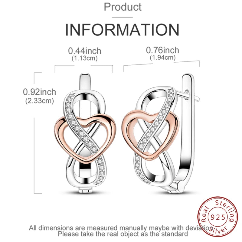 Original 925 Sterling Silver Earrings Ring Necklace Eternal Love Set For Women's Light Luxury Fashion Jewelry Gift Making Jewelry Precision