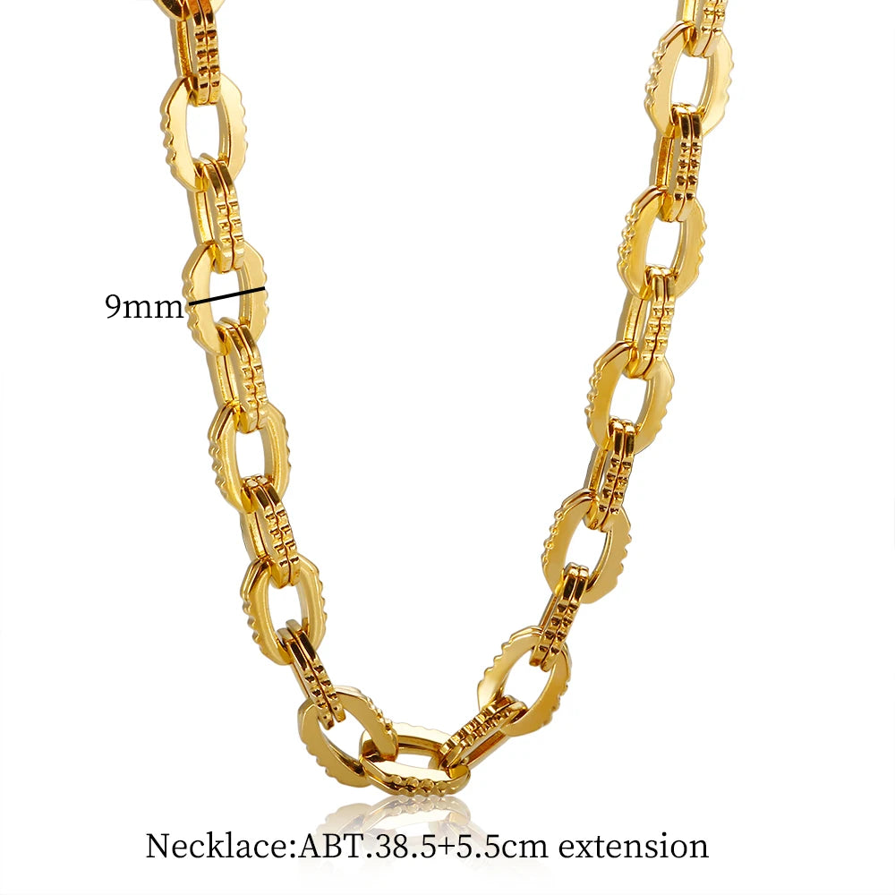 Thick Flat Cuban Link Chain Stainless Steel Necklace Bracelet Jewelry Jewelry Precision