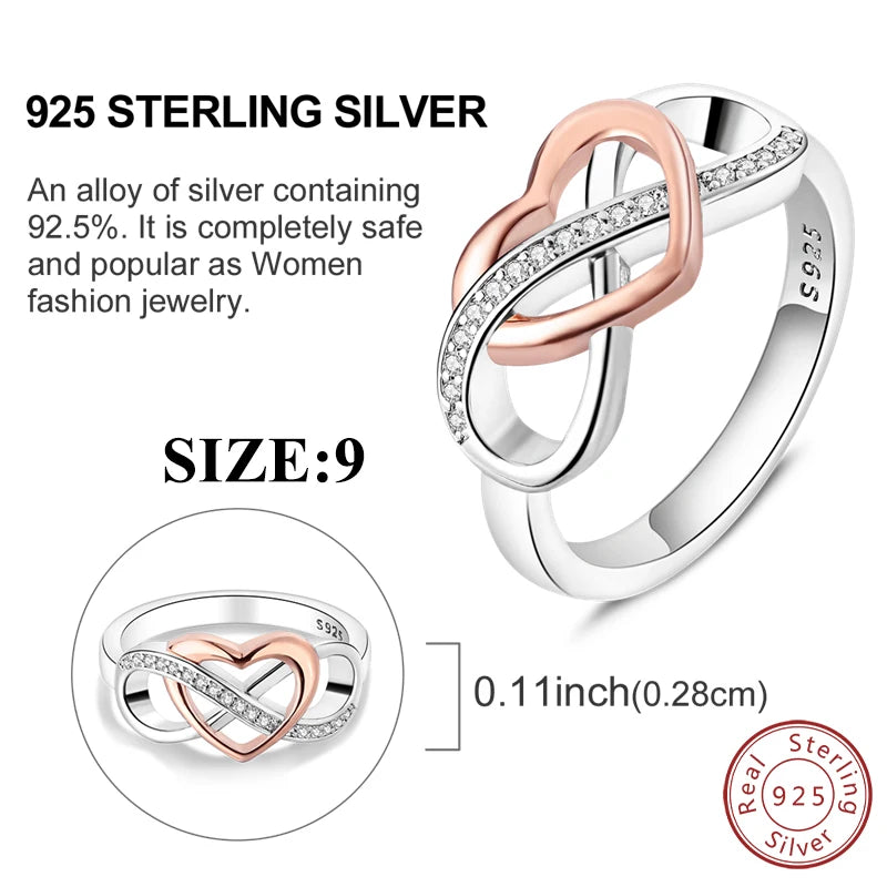 Original 925 Sterling Silver Earrings Ring Necklace Eternal Love Set For Women's Light Luxury Fashion Jewelry Gift Making Jewelry Precision