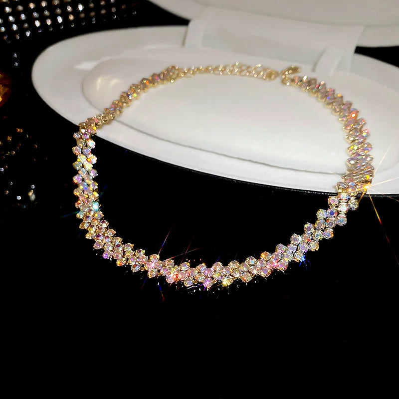 Luxury Shiny Full Rhinestone Choker Necklace for Women Personalized Geometric Crystal Necklaces Wedding Jewelry Party Gifts Jewelry Precision