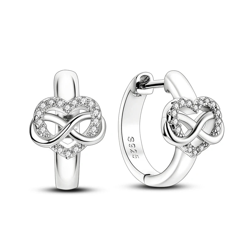 925 Sterling Silver Simple Love Heart Series Jewelry Zircon Circle Hoop Earrings Women Fine Earring S925Jewelry Gift Accessories Jewelry Precision