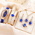 6PCS Set Women Fashion Quartz Watch Female Clock Rhinestone Dial Luxury Brand Design Women Watches Simple Ladies WristWatch Jewelry Precision