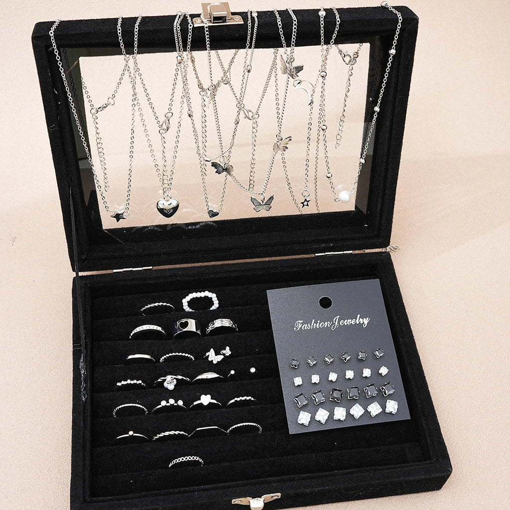 51 Pcs/Set Silver Color Chic Jewelry Set For Women Fashion Butterfly Jewelry Precision
