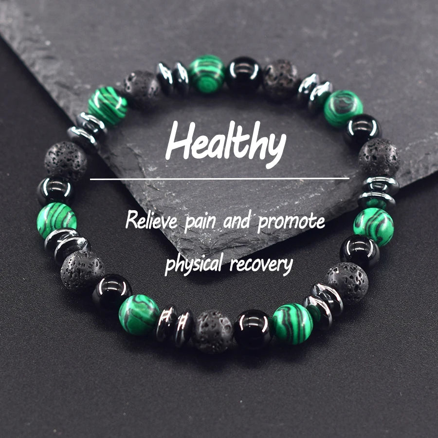 Classic Black Natural Labradorite Volcanic Stone Beads Bracelet Women Men Spiritual Protection and Energetic Banlance Jewelry Jewelry Precision