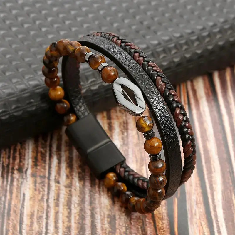 Classic Men's Leather Bracelet New Style Hand-woven Multi-layer Combination Accessory Fashion Man Jewelry Wholesale Dropshipping Jewelry Precision